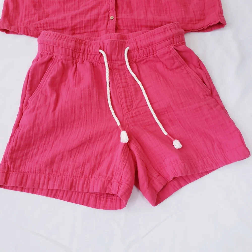 Old Navy Pink Cotton Top and Bottom Textured Frenchy Set Lounge Linen XS